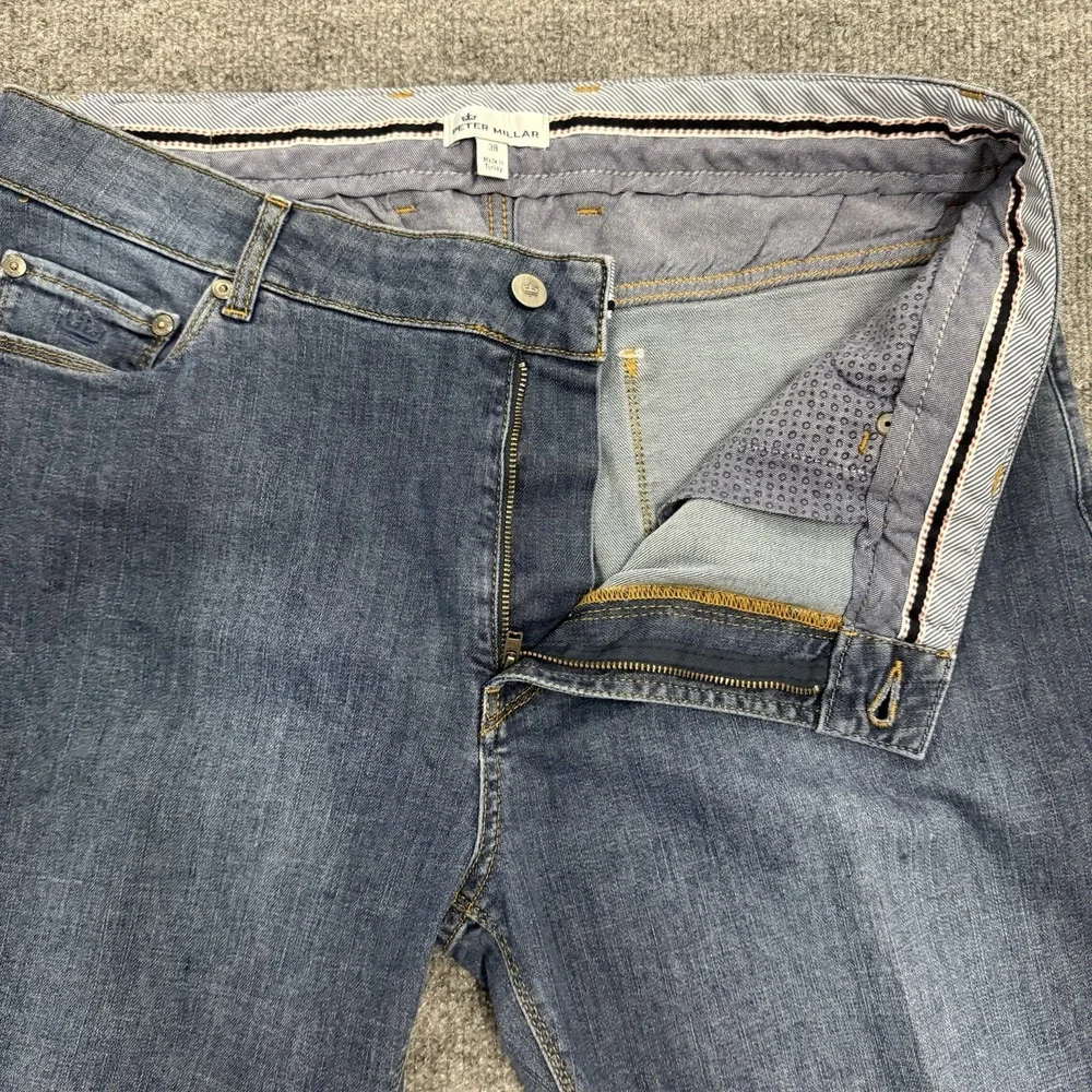 Peter Millar Jeans Mens 38x34 Blue‎ Stretch Denim Mid Rise Straight Crown